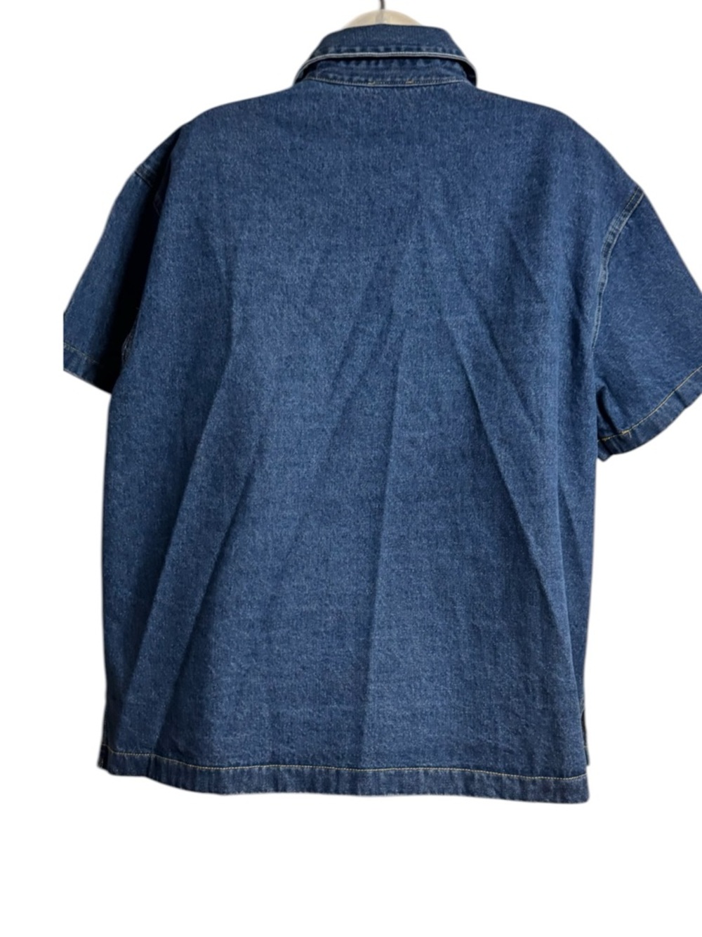 Blue Denim Short Sleeve Button-Down Shirt  XLARGE    #11 - Picture 5 of 8